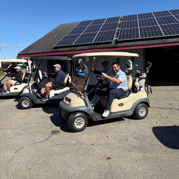 golf carts heading out